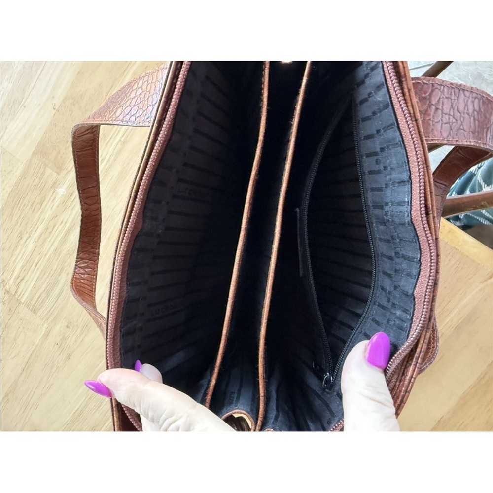 Chic Leather Brown Crocodile Pattern Shoulder Bag… - image 8